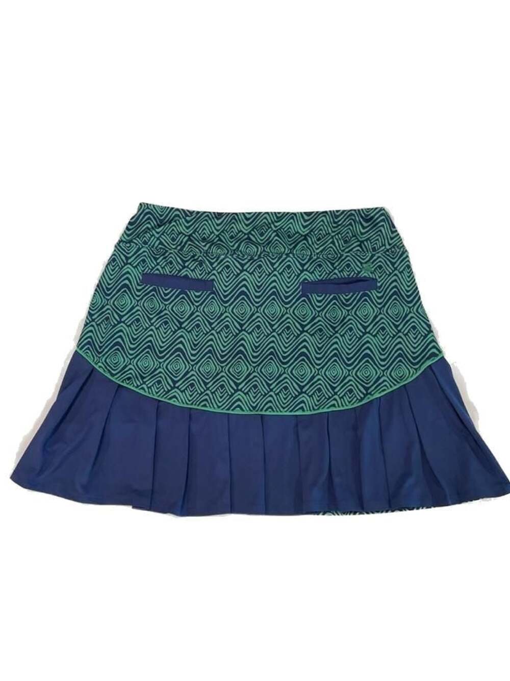 Birdies and Bows Women's Blue and Green  Pleated Golf/Tennis Skort Sz MED.